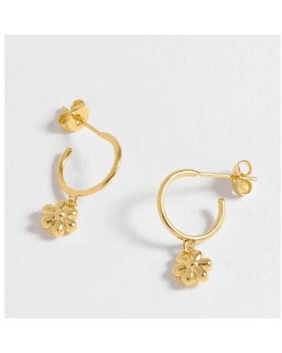 Estella Bartlett Flower Charm Drop Hoop Earrings - Metallic