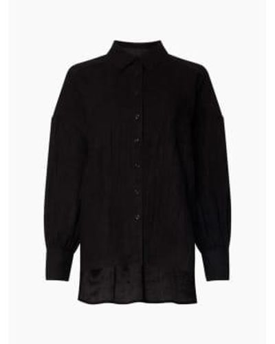French Connection Elkaa Crinkle Suedette Popover Shirt Xs(uk6-8) - Black