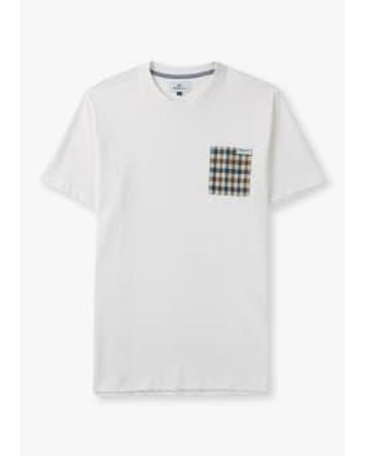 Aquascutum Mens active club check pocket t-shirt en blanc optique