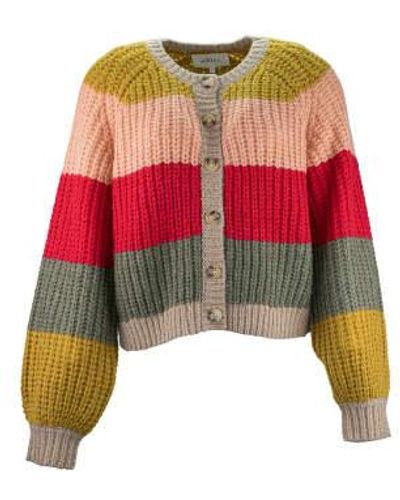 The Great The Bold Striped Sophomore Cardigan - Red