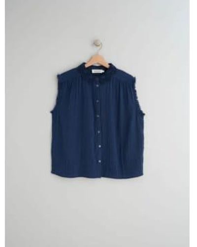 indi & cold Bk277 blouse s/moins florale en bleu