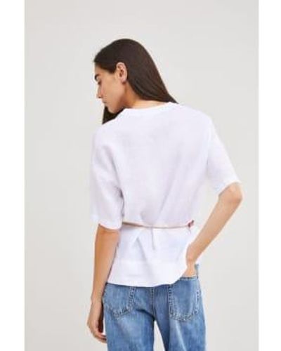 Ottod'Ame Weißes leinen shirt -hemd mit kurzem ärmel