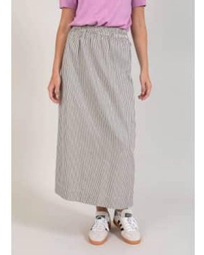 COSTER COPENHAGEN Naomi Long Stripe Skirt Creme/ 34 - Grey