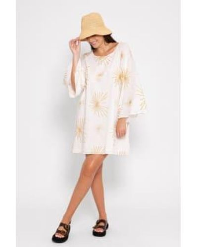 Sundress India Short Dress Gold - Bianco