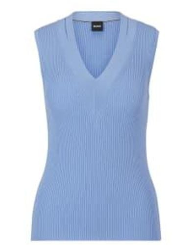 BOSS Fality Sleeveless V Neck Vest Size: M, Col: M - Blue