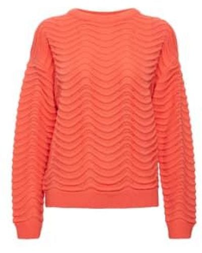 Ichi Ihagnete Long Sleeve Pullover Hot - Rosso