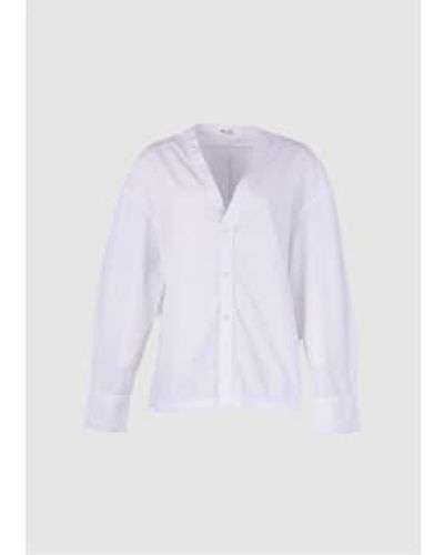 Replay Damen-hemd mit tief angesetzter schulterpartie in weiß - Lila