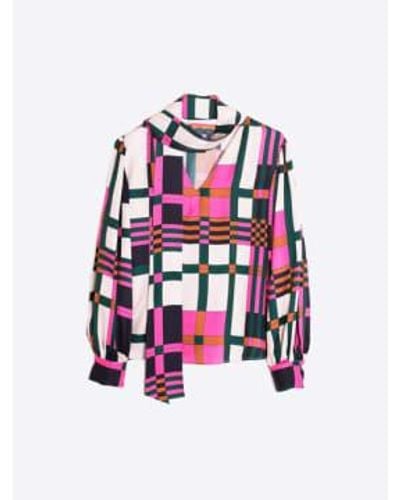 Vilagallo Marlene Shirt , Pink, Ivory Check Printed 38 - Multicolor