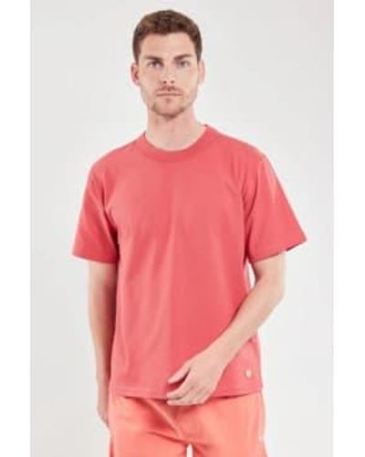Armor Lux 72000 t-shirt patrimonial en rouge cardinal - Rose