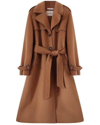 Cashmere Fashion Anfiny Double Face Wollmantel Trench Audrey - Braun