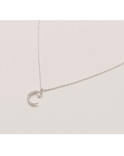 Estella Bartlett Moon And Star Pendant Necklace Silver Plated / Cubic Zirconia - Pink