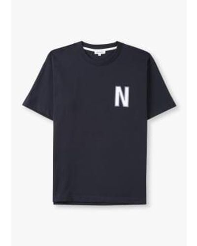 Norse Projects Mens Simon Large N T Shirt In - Blu
