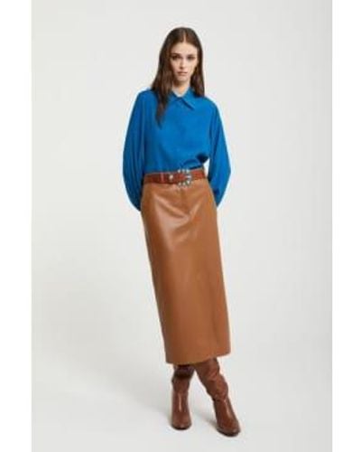 Ottod'Ame Ottodame Faux Leather Midi Skirt Cuoio - Blu