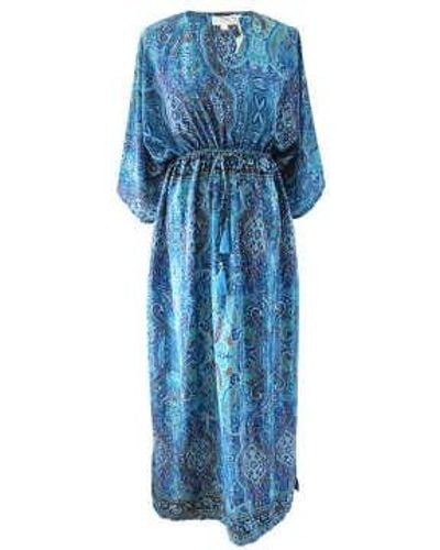 Powell Craft Robe chauve-souris «alanna» paisley - Bleu