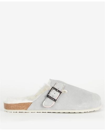 Barbour Grey Nellie Slippers - White