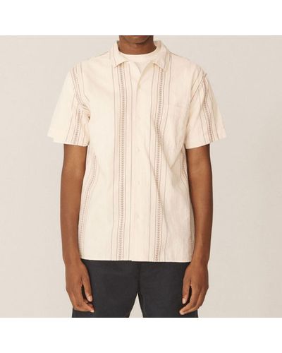 YMC Malick Embroidered Jacquard Cotton Shirt Ecru - Natural