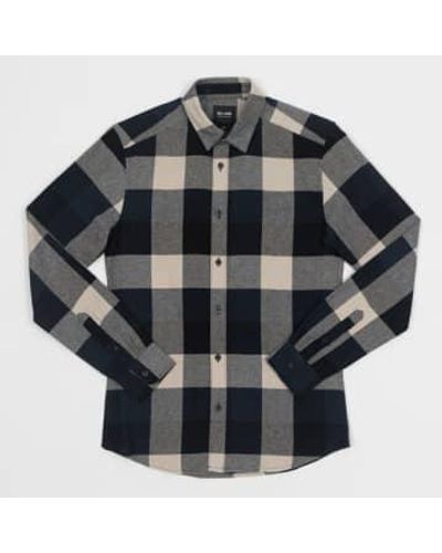 Only & Sons Only And Sons Gudmund Shirt In Dark Navy And Beige - Nero