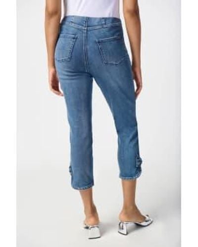 Joseph Ribkoff Slim Crop Jeans With Bow Detail - Blu