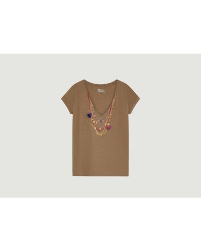 Leon & Harper Bio-Baumwoll-T-Shirt mit Halskettenmuster Tonnton Medail - Natur