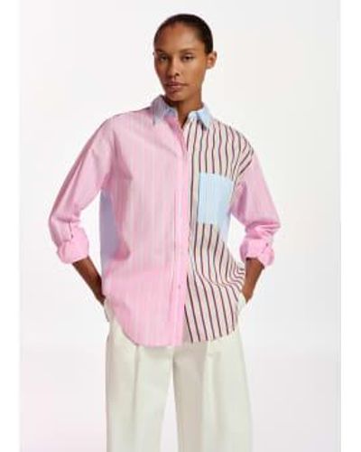 Essentiel Antwerp Famille Patchwork Stripe Shirt - Rose