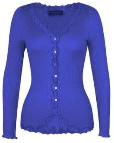 Rosemunde Cotton Silk Cardigan W Lace Very - Blu