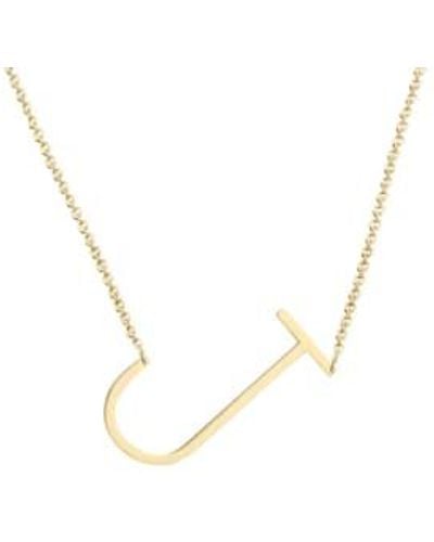 Nordic Muse Waterproof 18K Initial Letter Pendant Necklace J - Metallizzato