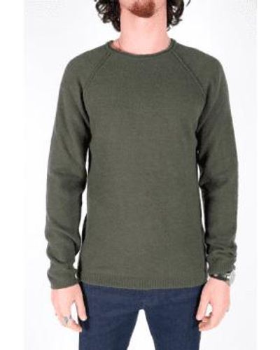 Daniele Fiesoli Green Boiled Wool Round Neck Knitted Sweater