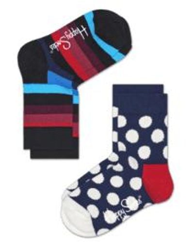 Happy Socks 2-Pack-Big Dot-Socken KSTR02 6001 - Blau