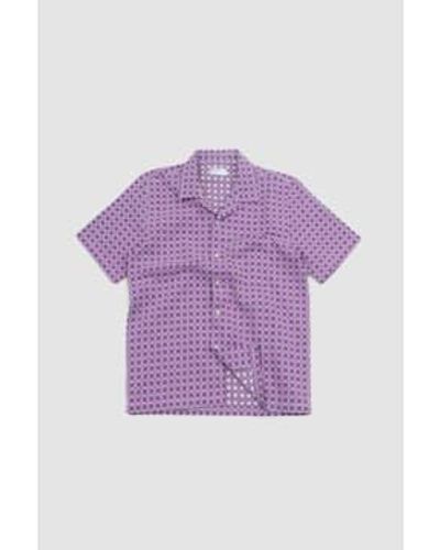 Universal Works Road Shirt Lilac Tile 2 Cotton S - Purple