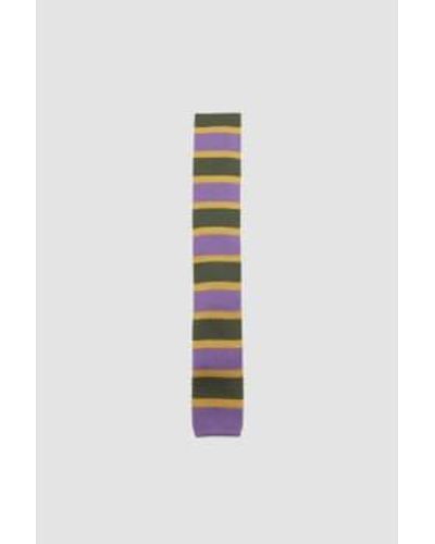 Drake's Stripe Silk Knitted Tie /grey/gold Us - White