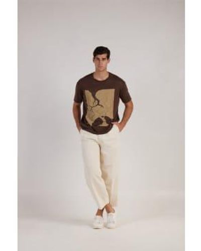 Daniele Fiesoli T-shirt graphique en lin marron - Blanc