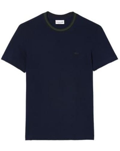 Lacoste Paris Stretch Pique T Shirt Th1131 Navy - Blu