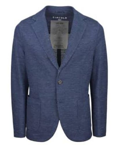 Circolo 1901 Blue Linen And Cotton Blend 2 Button Jacket Cn3966