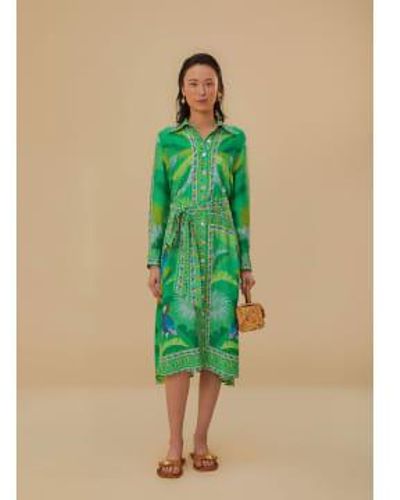 FARM Rio Macaw Scarf Chemise Dress Xs - Green