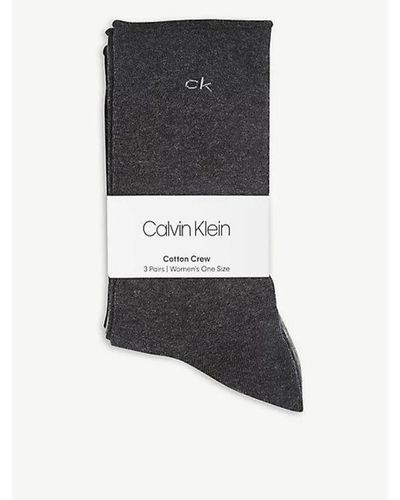 Calvin Klein 3 chaussettes en haut pack en noir / gris