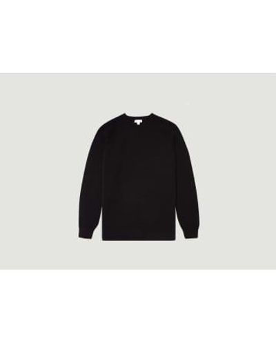Sunspel Plain Lambswool Sweater - Black