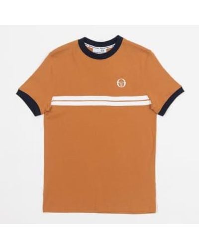 Sergio Tacchini T-shirt supermac en blanc et marron - Orange
