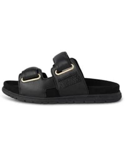 Every Thing We Wear Woden Lisa Leather Sandals Sliders - Nero