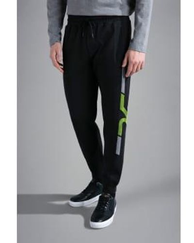 Paul & Shark Cotton Joggers With Microinjection Print - Black