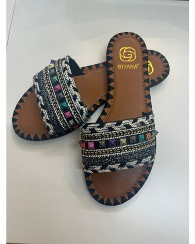 Anorak Givana Embroidered Sandals Black
