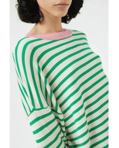 Compañía Fantástica Oversized Striped Sweater S - Green