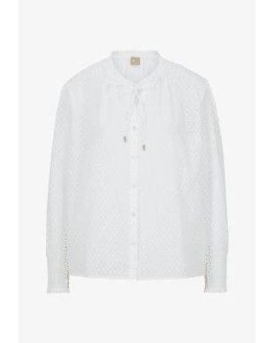 BOSS Biusica frill tie neck dot blusa col: 100 , tamaño: 10 - Blanco
