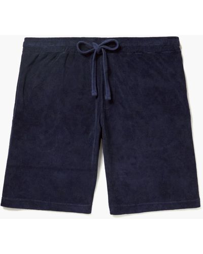 Hartford Navy Cotton Terry Trawstring Bermuda Shorts - Bleu