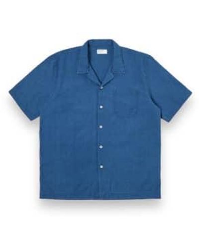 Universal Works Road Shirt Seersucker 30656 Washed S - Blue