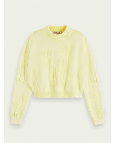 Scotch & Soda Cropped Sweatshirt In Organic Cotton - Yellow