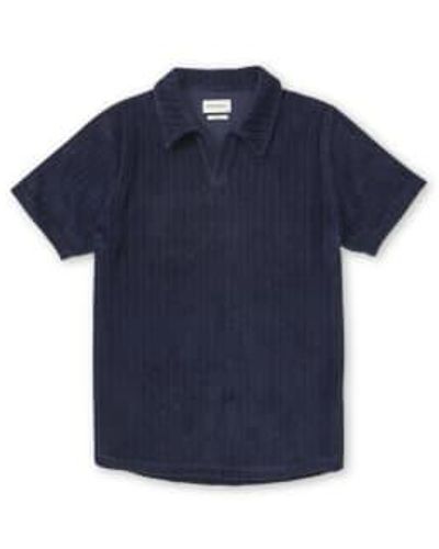 Oliver Spencer Willow Navy Austell Short Sleeve Polo Shirt M - Blue