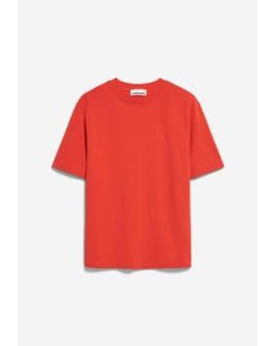 ARMEDANGELS Tarjaa poppy schwergewichts-t-shirt - Rot