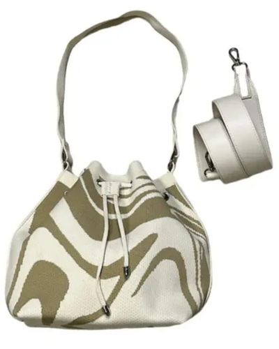 Made by moi Selection Beige Wave Bucket Bag - White