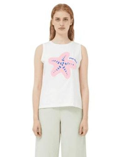 Compañía Fantástica Starfish Printed Top In From - Bianco
