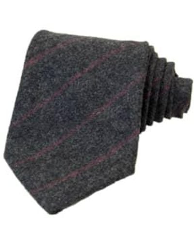 40 Colori Cravate fine en laine à rayures - Gris